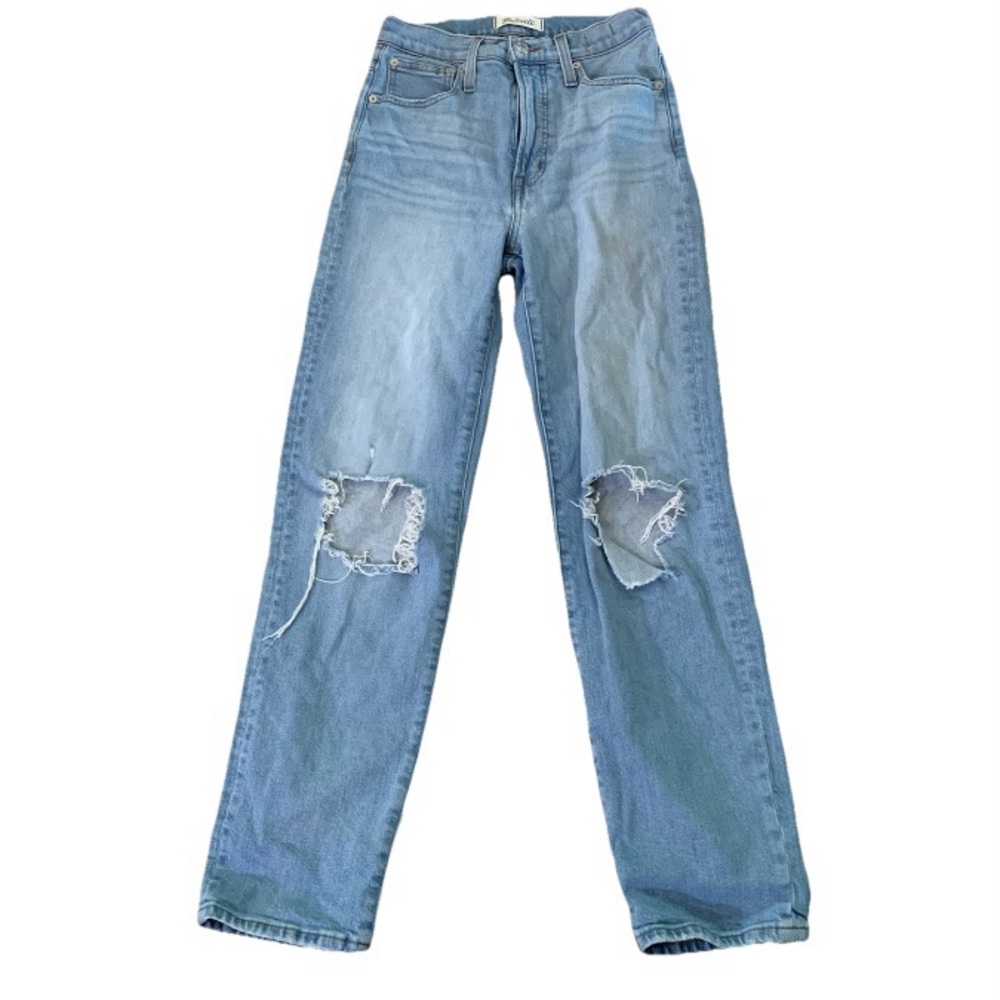 Madewell Jeans Women Perfect Vintage Straight‎ High Rise Denim Distressed 24x28